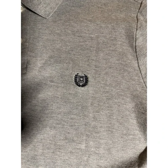 Chaps Ralph Lauren Natural Stretch Men Grey Crest Polo Shirt Size Medium - Picture 2 of 5